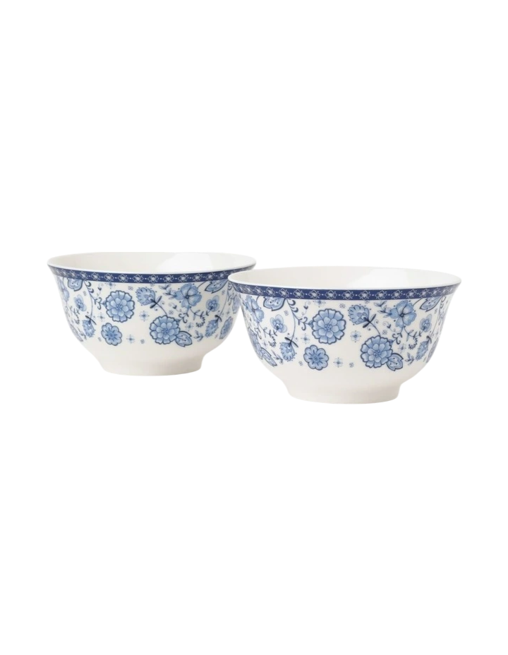 Indigo Floral Cereal Bowl Set of 2 in Blue
