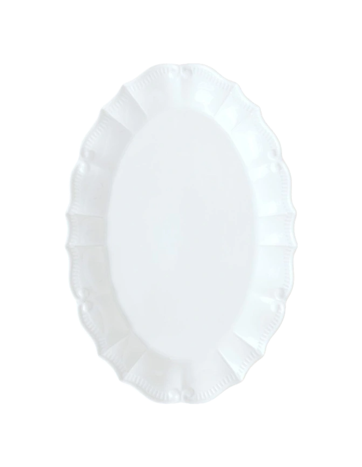 Bella Scalloped Oval Platter Large in White