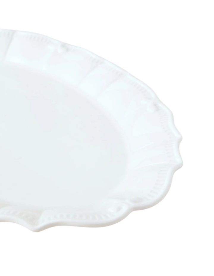Bella Scalloped Oval Platter Large in White