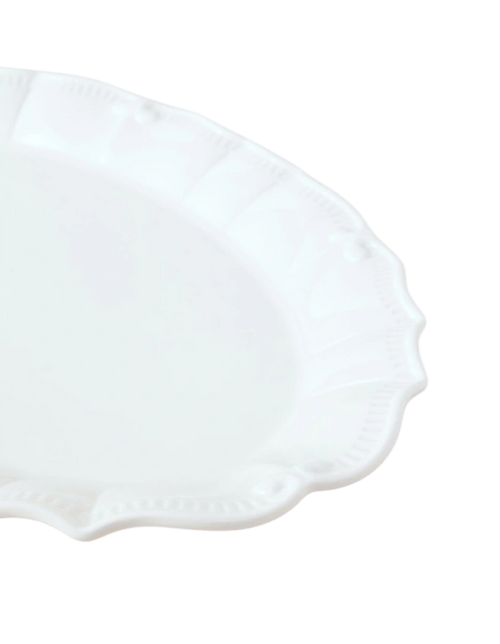 Bella Scalloped Oval Platter Large in White