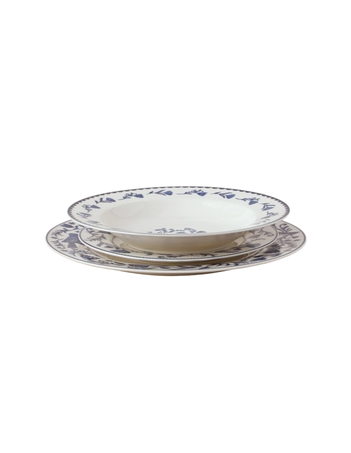 Everly 12pc Dinner Set in Blue/White