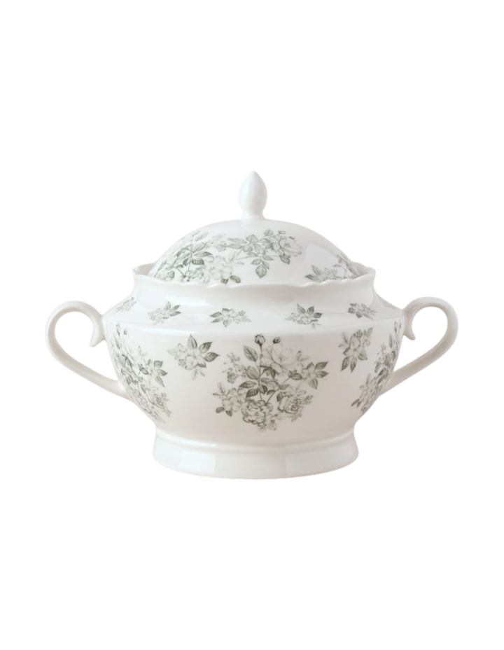Floral Toile Tureen - Green