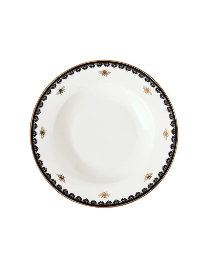 Honey Bee 12pc Dinner Set in Black/Gold