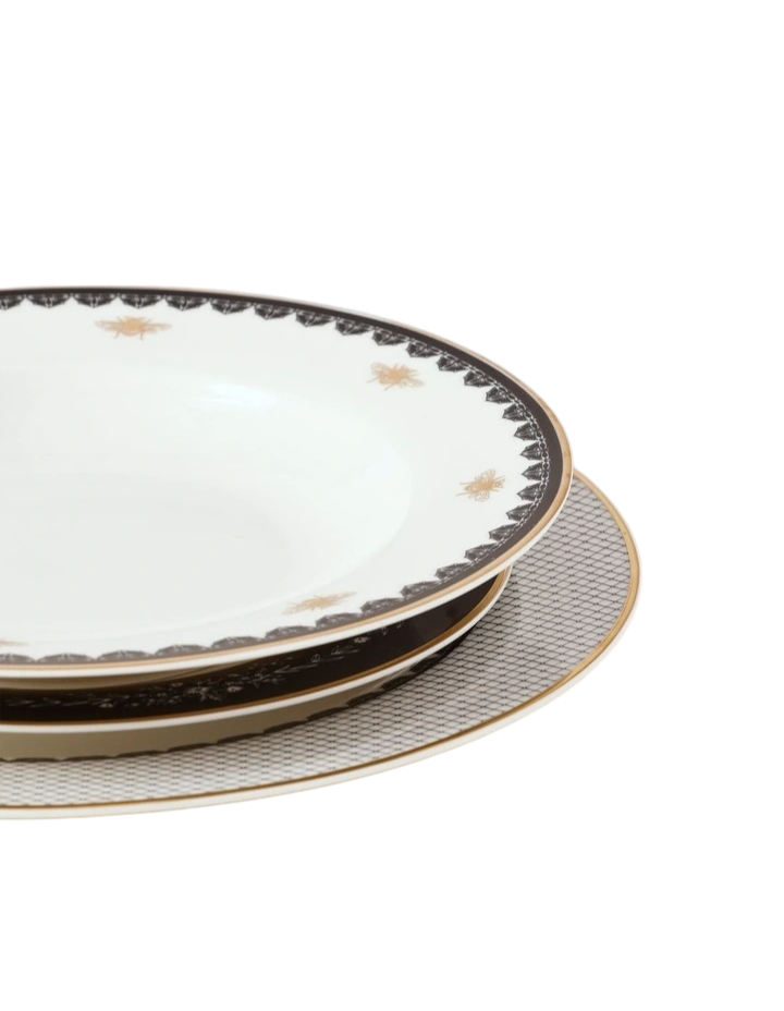 Honey Bee 12pc Dinner Set in Black/Gold