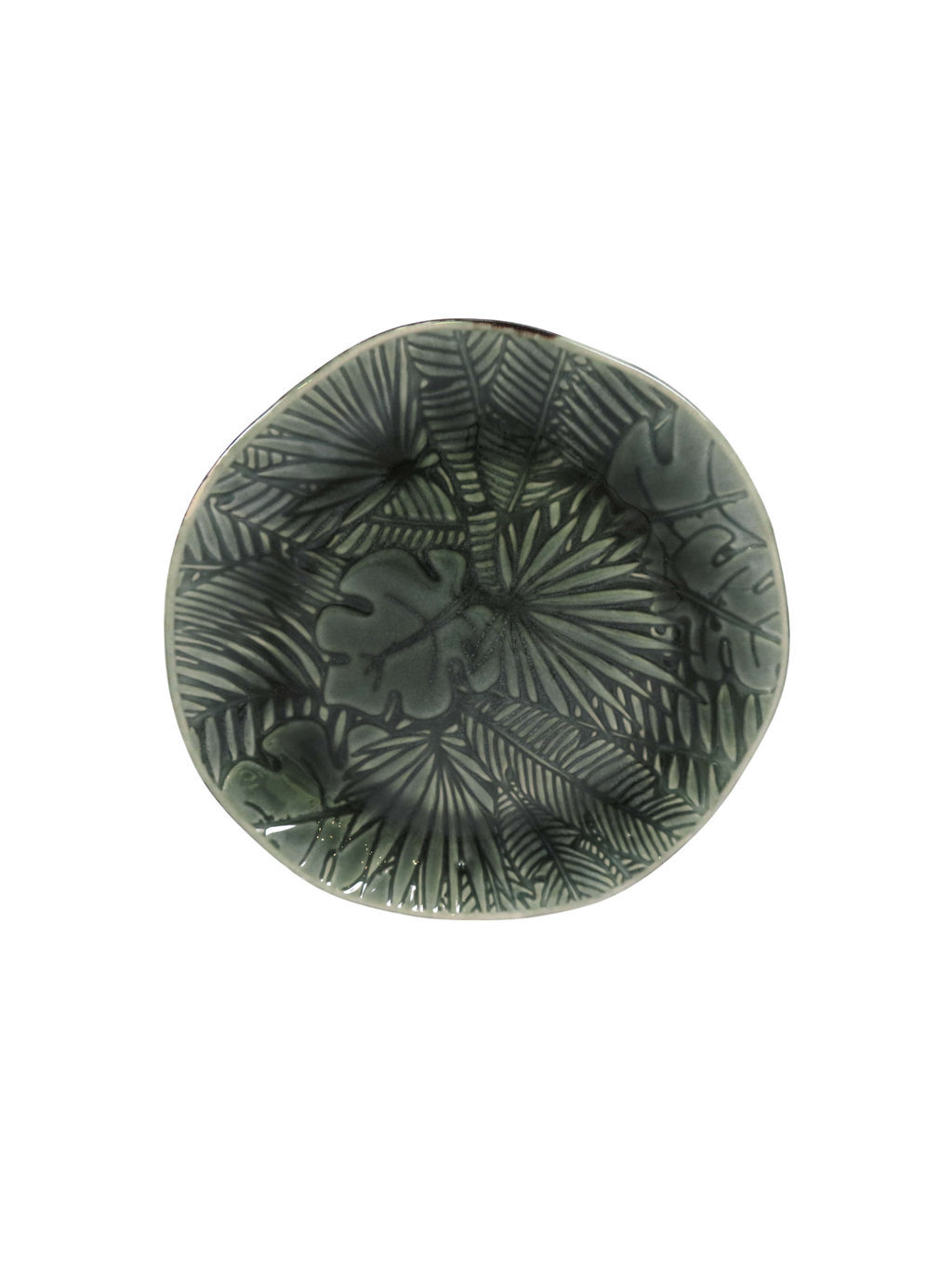 Embossed Palm Leaf Side Plate - Olive