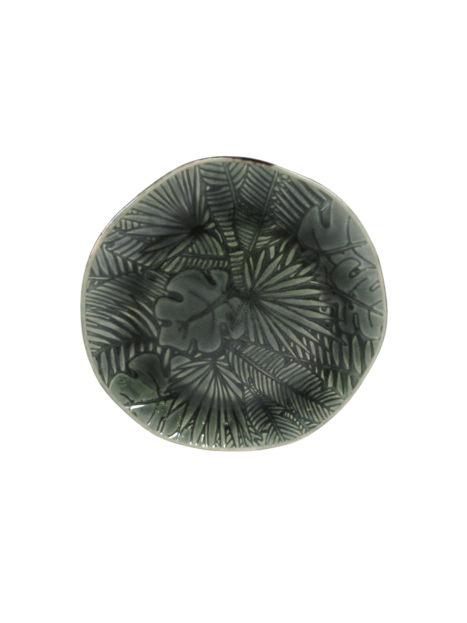 Embossed Palm Leaf Side Plate - Olive