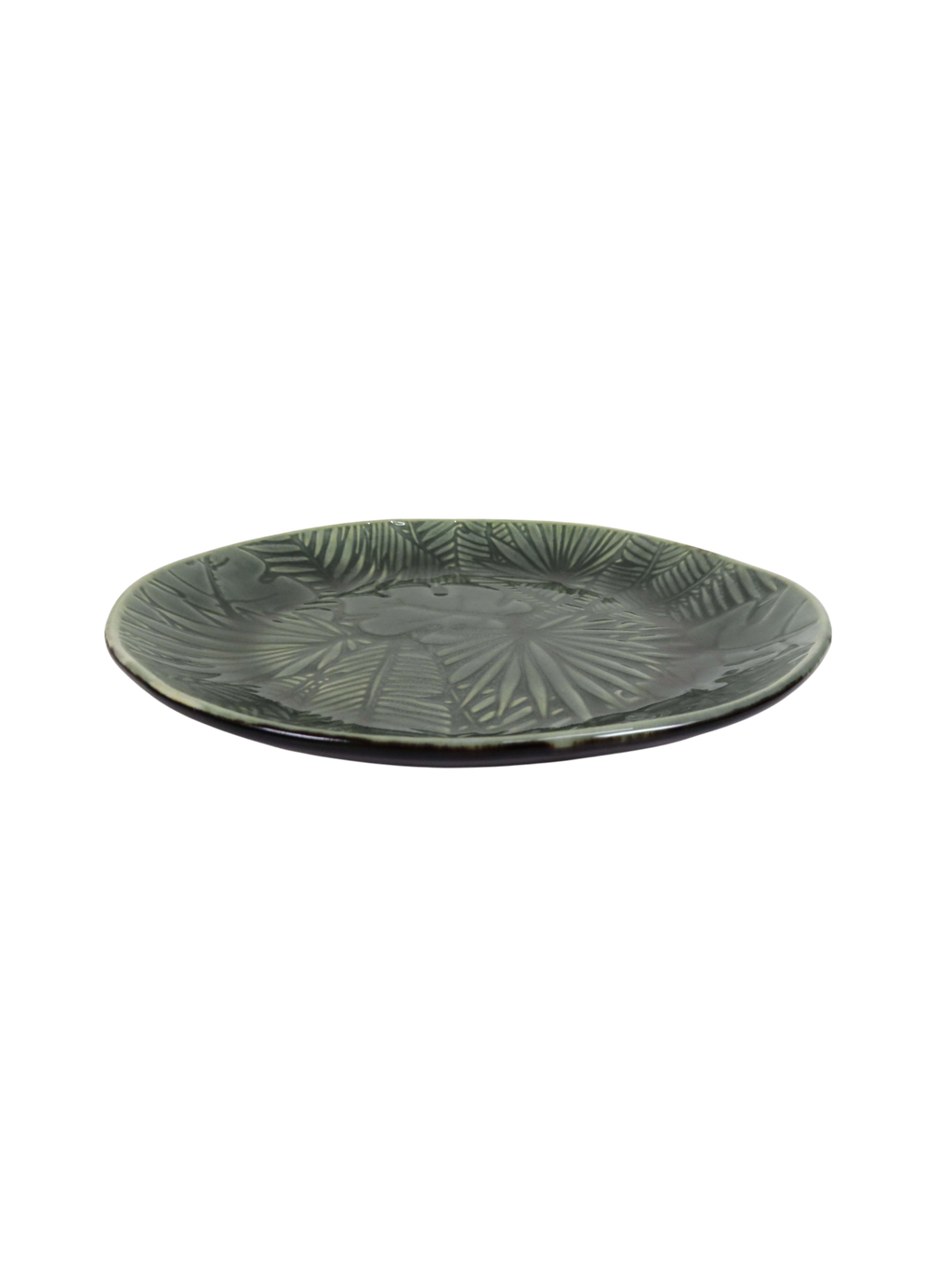 Embossed Palm Leaf Side Plate - Olive