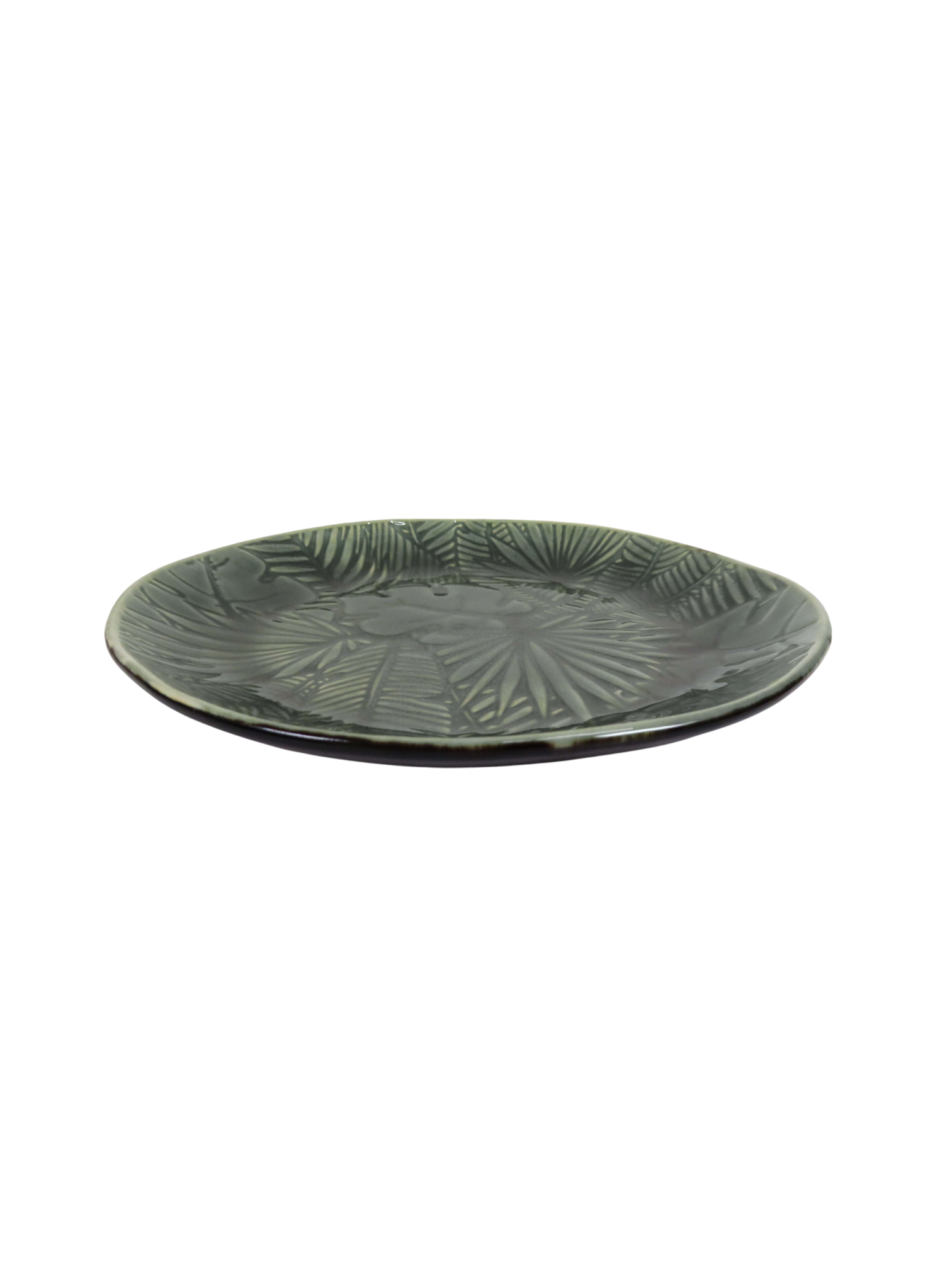 Embossed Palm Leaf Side Plate - Olive