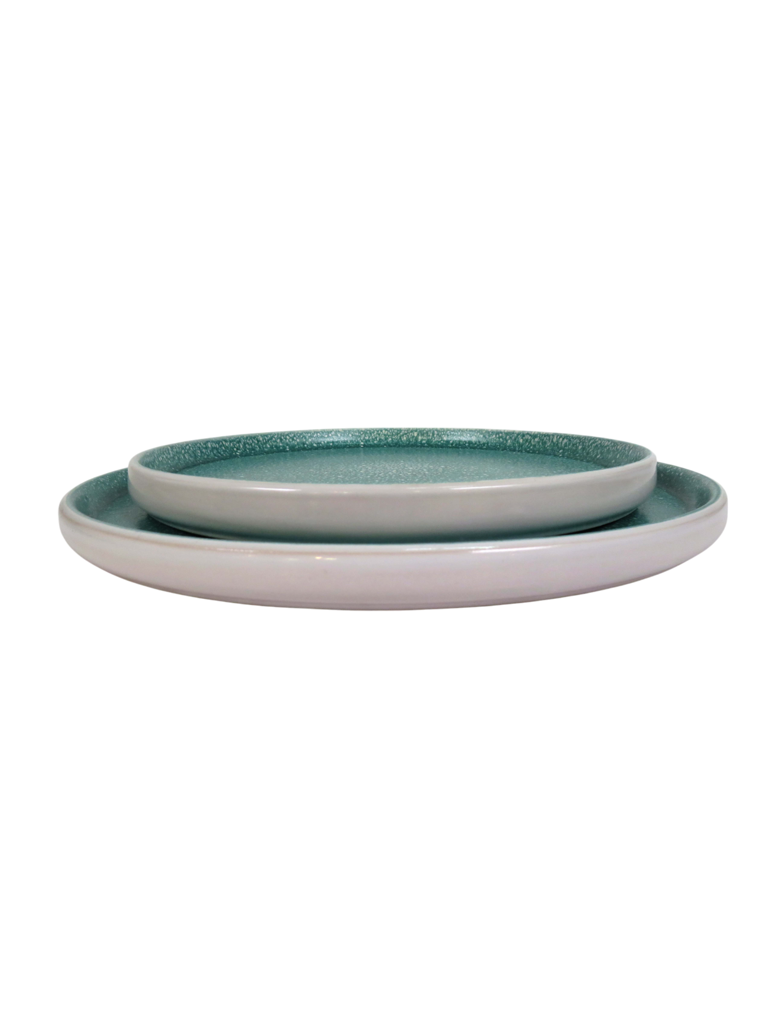 Two-Toned Reacr=tive Glaze Dinner Plate - Aqua