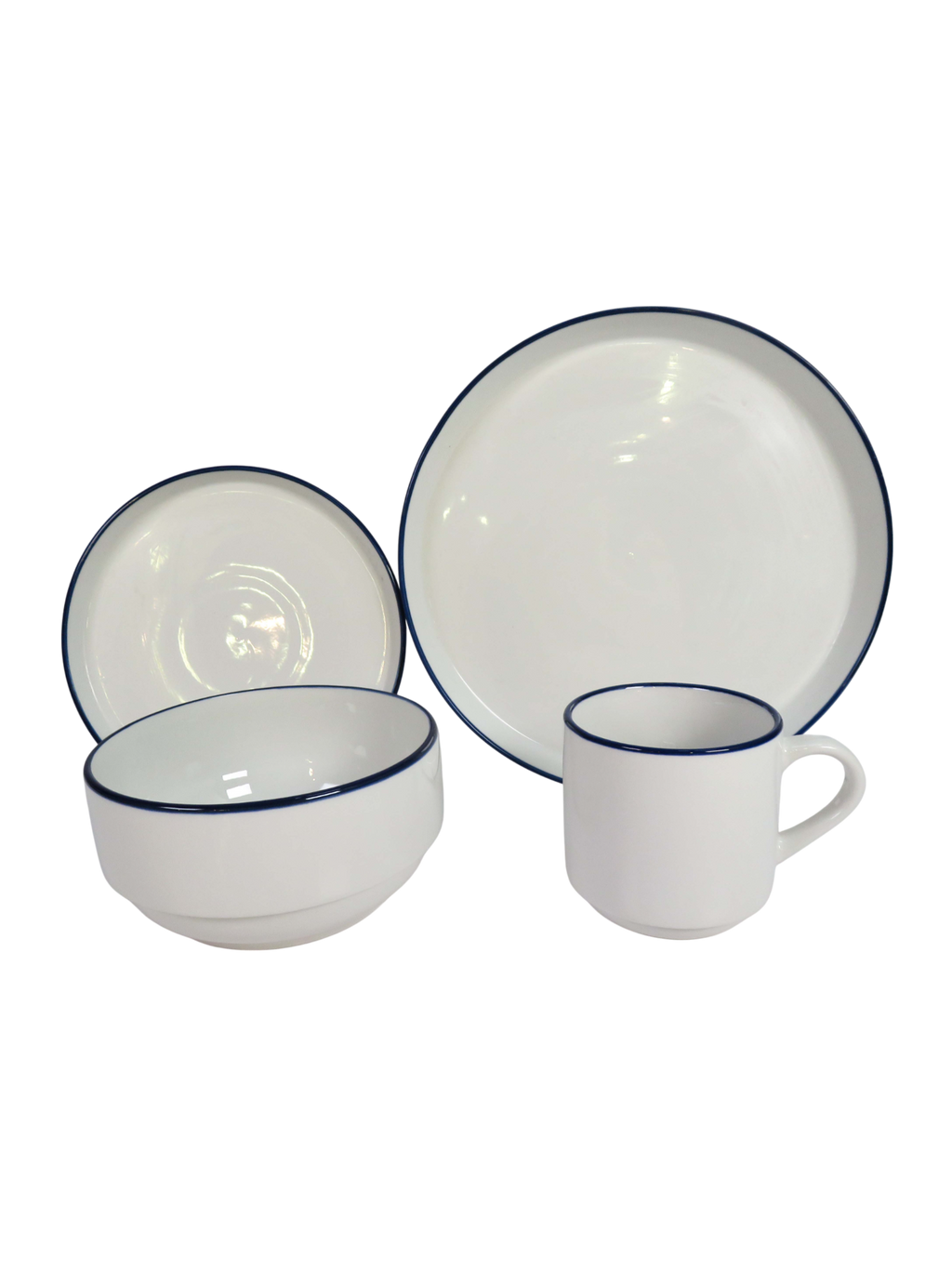 Blanc Navy Edge 4 Piece Dinnerware Set