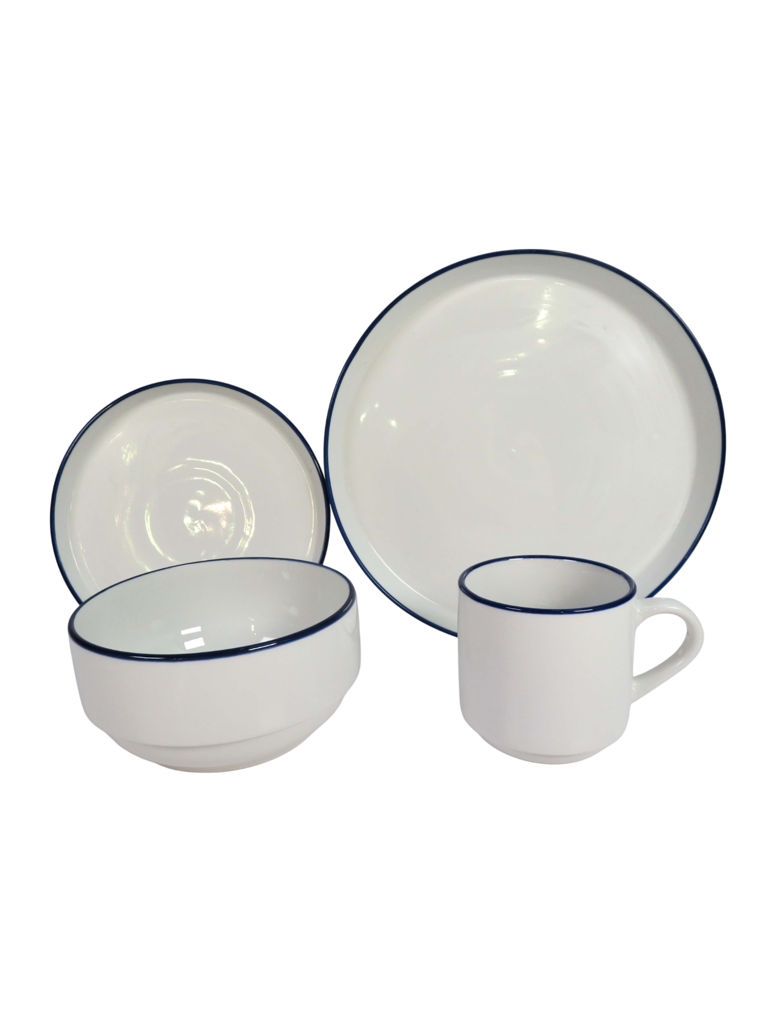Blanc Navy Edge 4 Piece Dinnerware Set