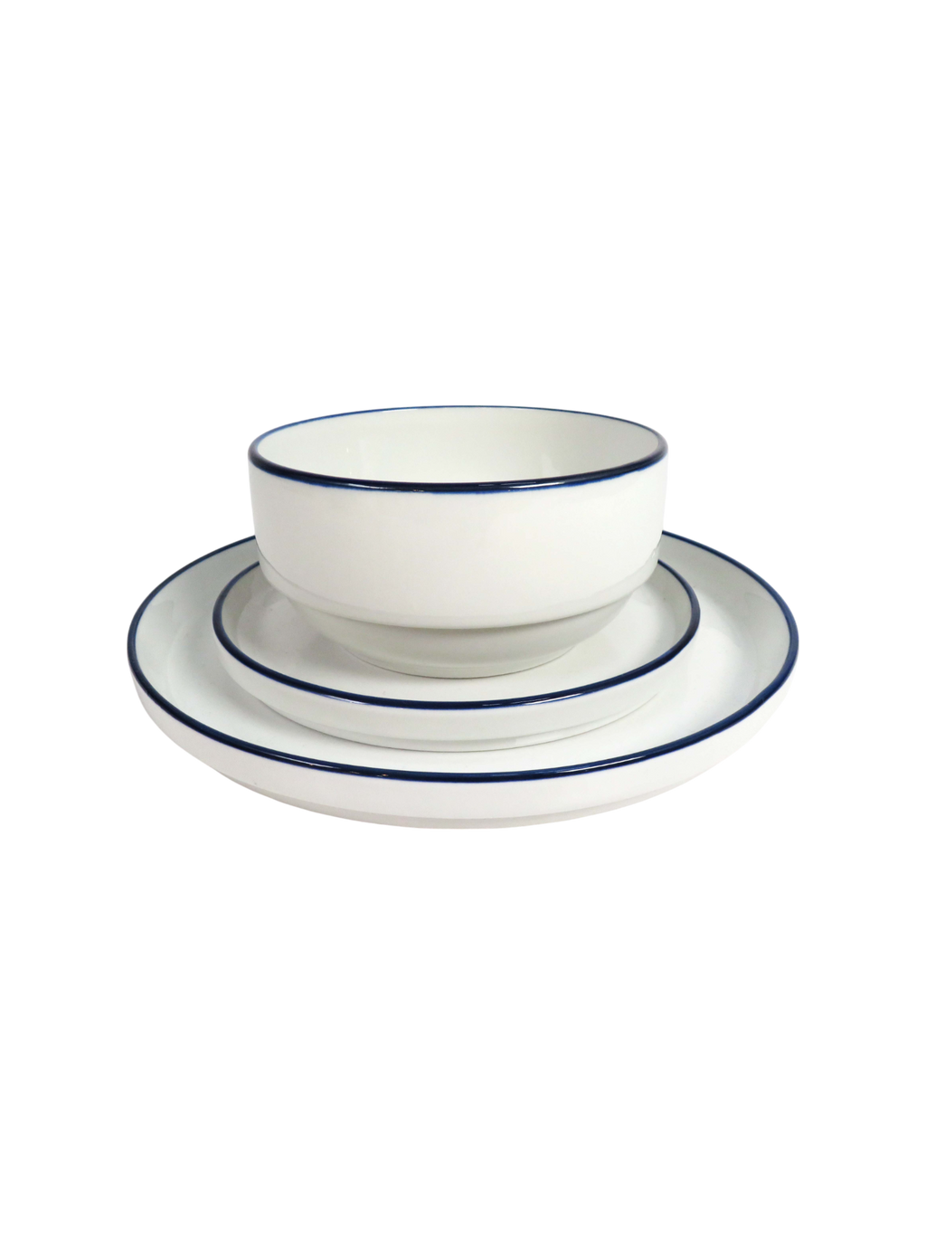 Blanc Navy Edge 4 Piece Dinnerware Set