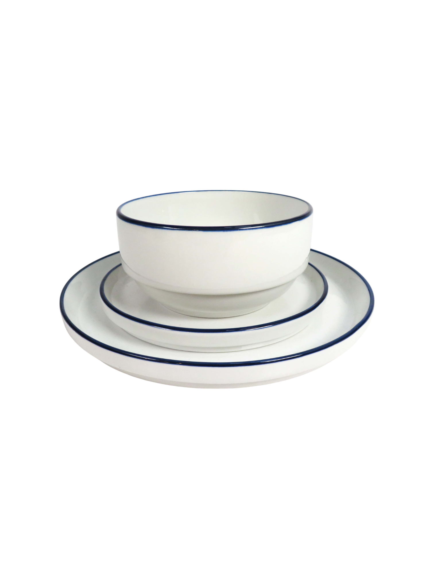 Blanc Navy Edge 4 Piece Dinnerware Set