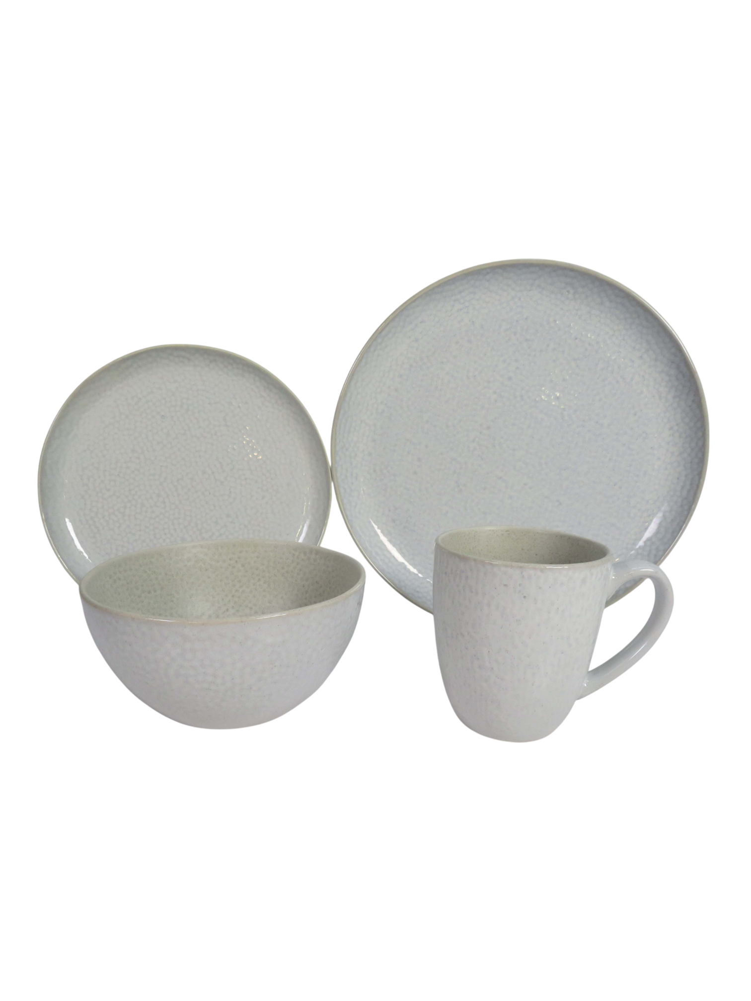 Reactive Glaze 4 Piece Dinner Set in Grey