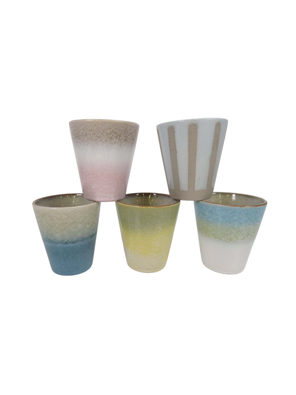 Reactive Glaze Set of 5 Pastel Cups