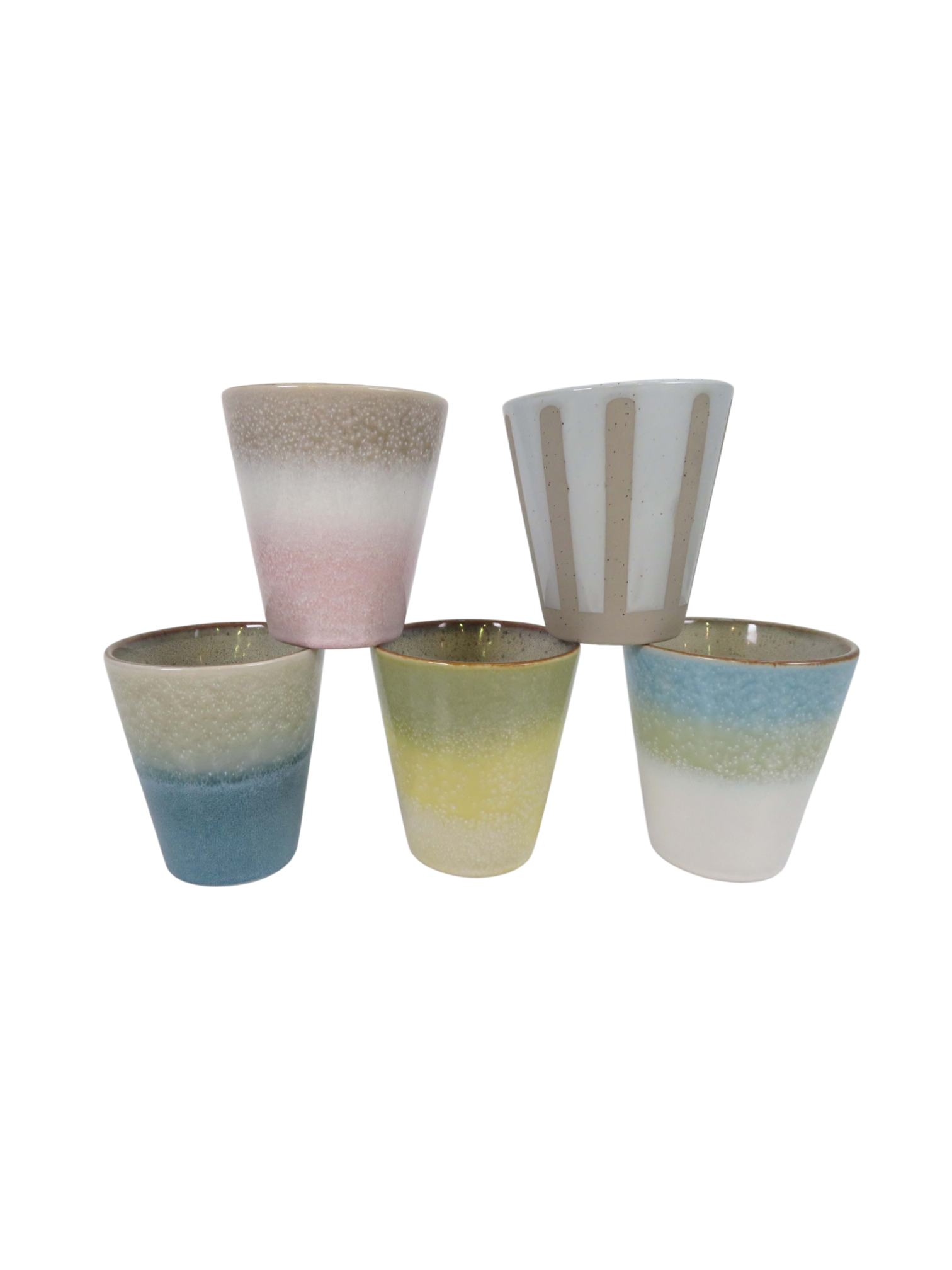 Reactive Glaze Set of 5 Pastel Cups