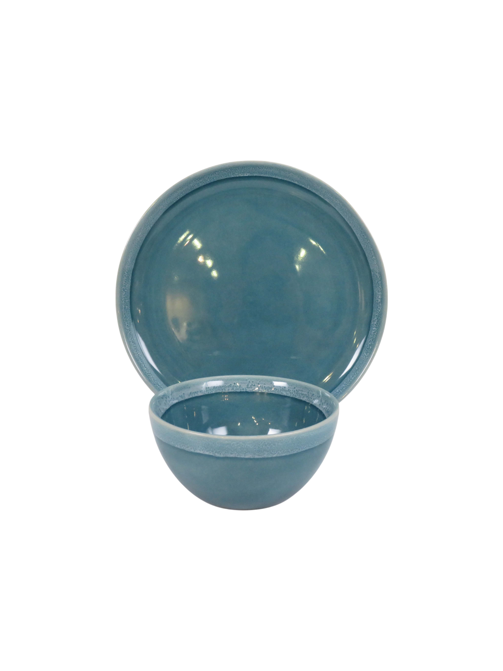 Wiped Edge Reactive Glaze Dinner Set - Blue