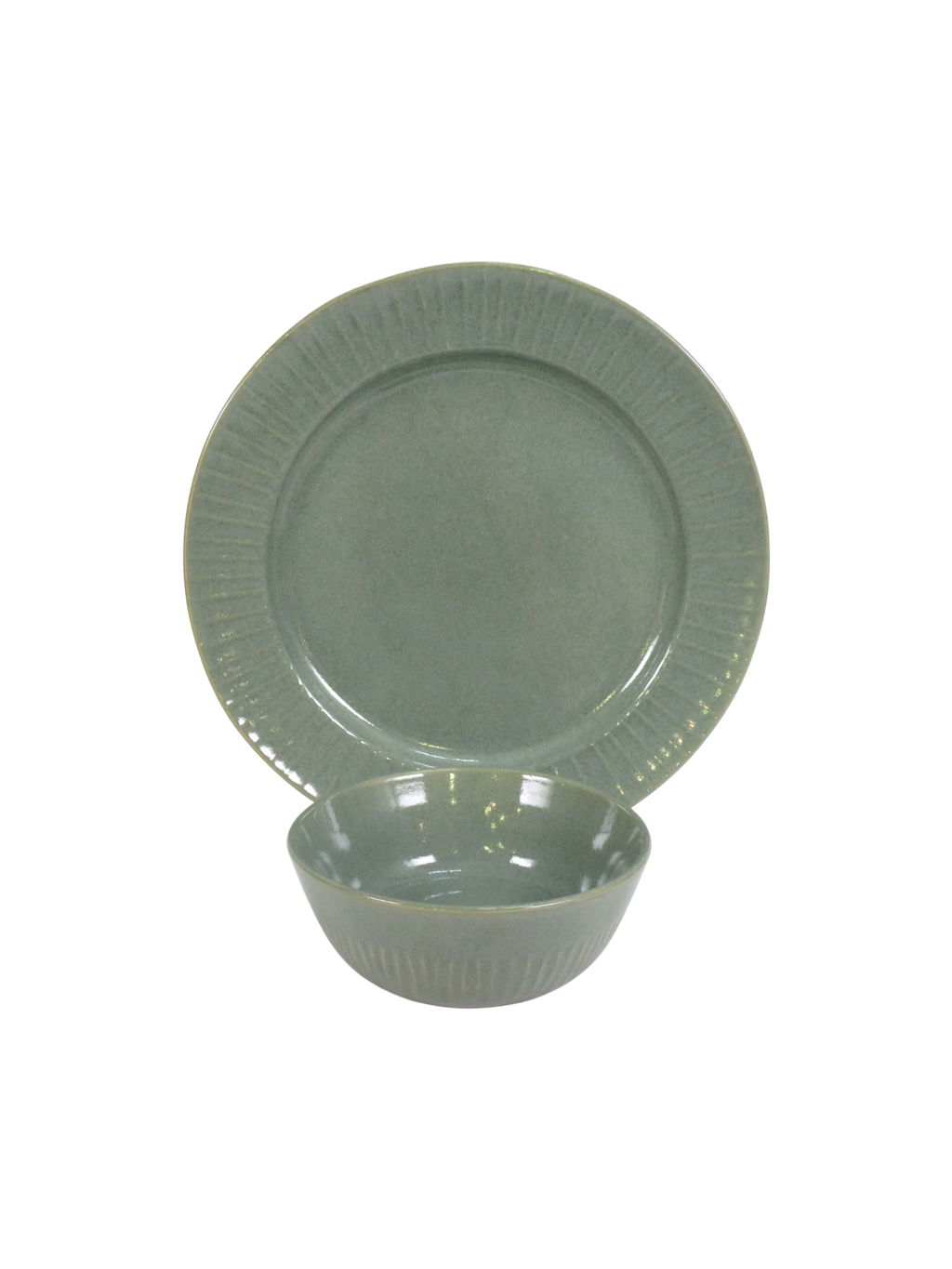 Flat Scallop Rim Dinner Set - Sage