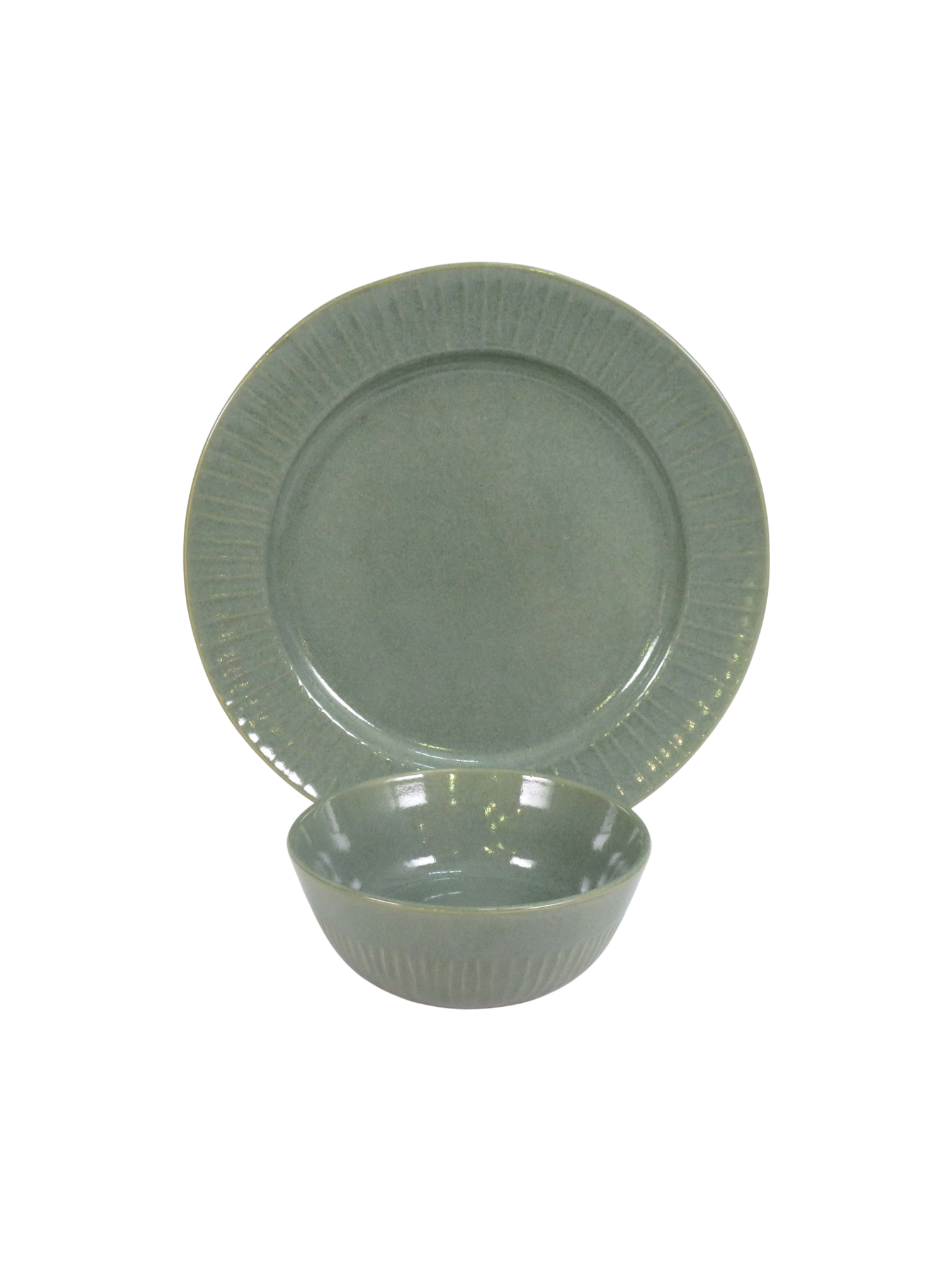 Flat Scallop Rim Dinner Set - Sage