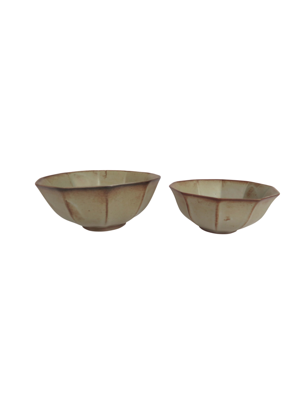 Reactive Glaze Two-Tone Bowls in Sage