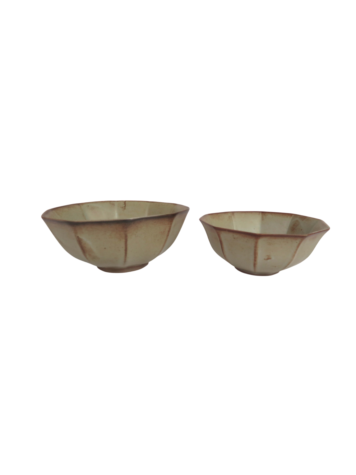 Reactive Glaze Two-Tone Bowls in Sage