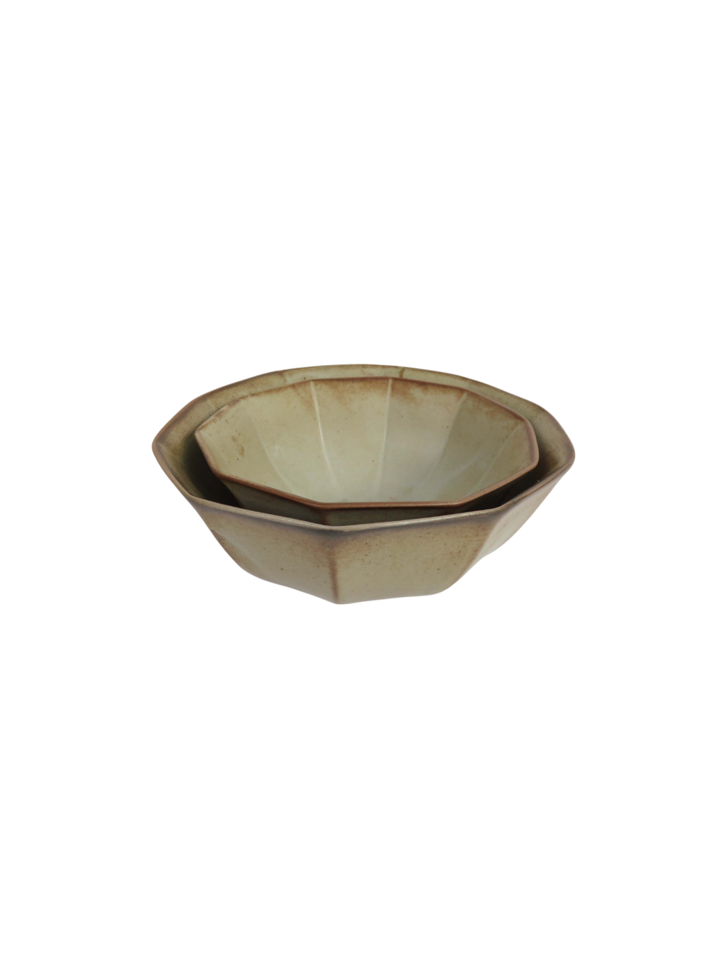 Reactive Glaze Two-Tone Bowls in Sage