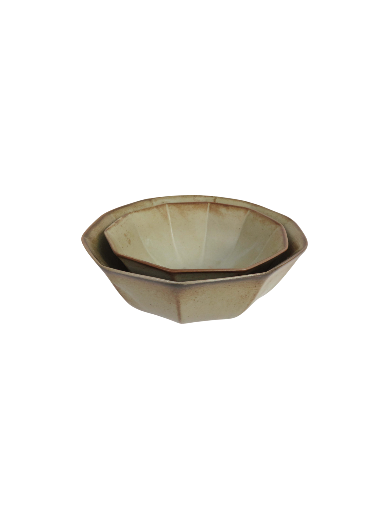 Reactive Glaze Two-Tone Bowls in Sage