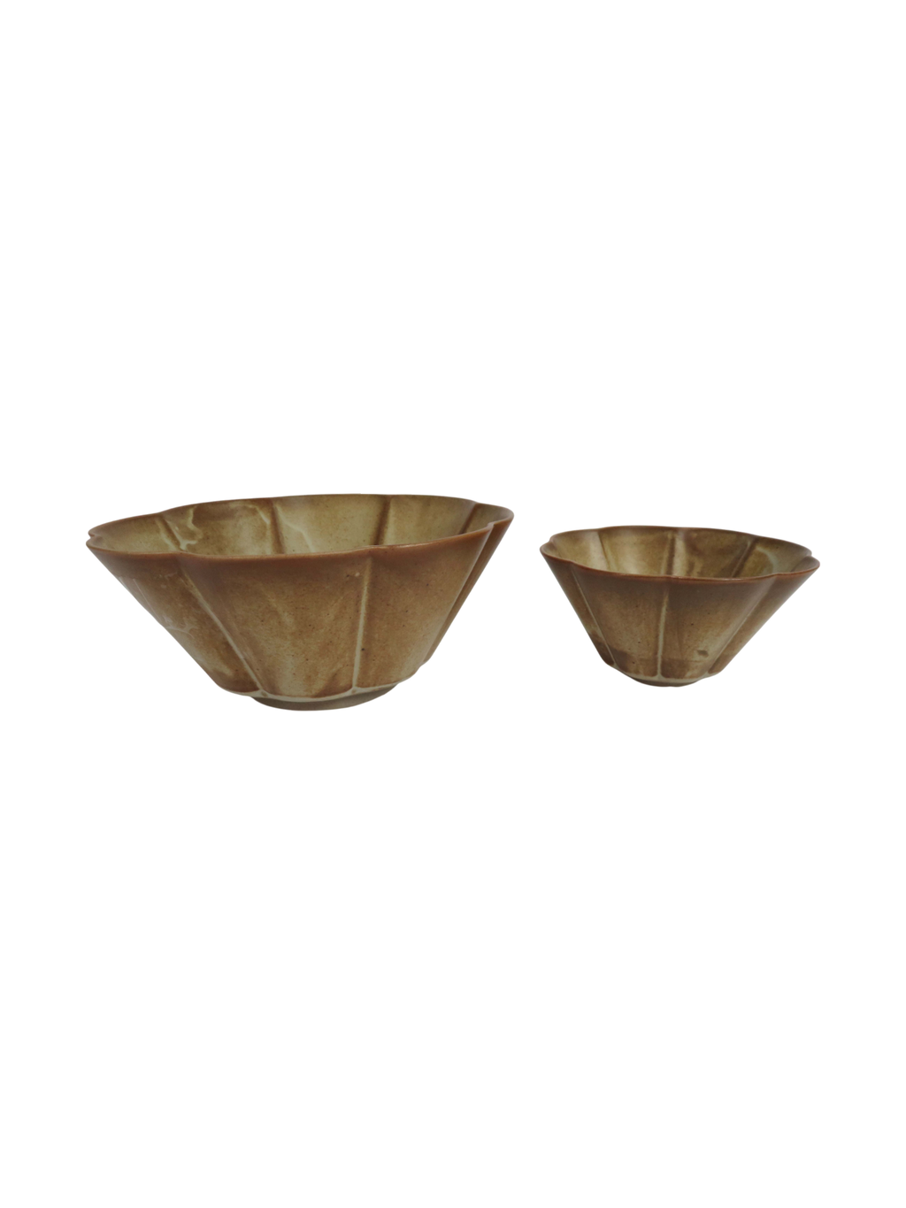 Reactive Glaze Two-Tone Bowls in Brown