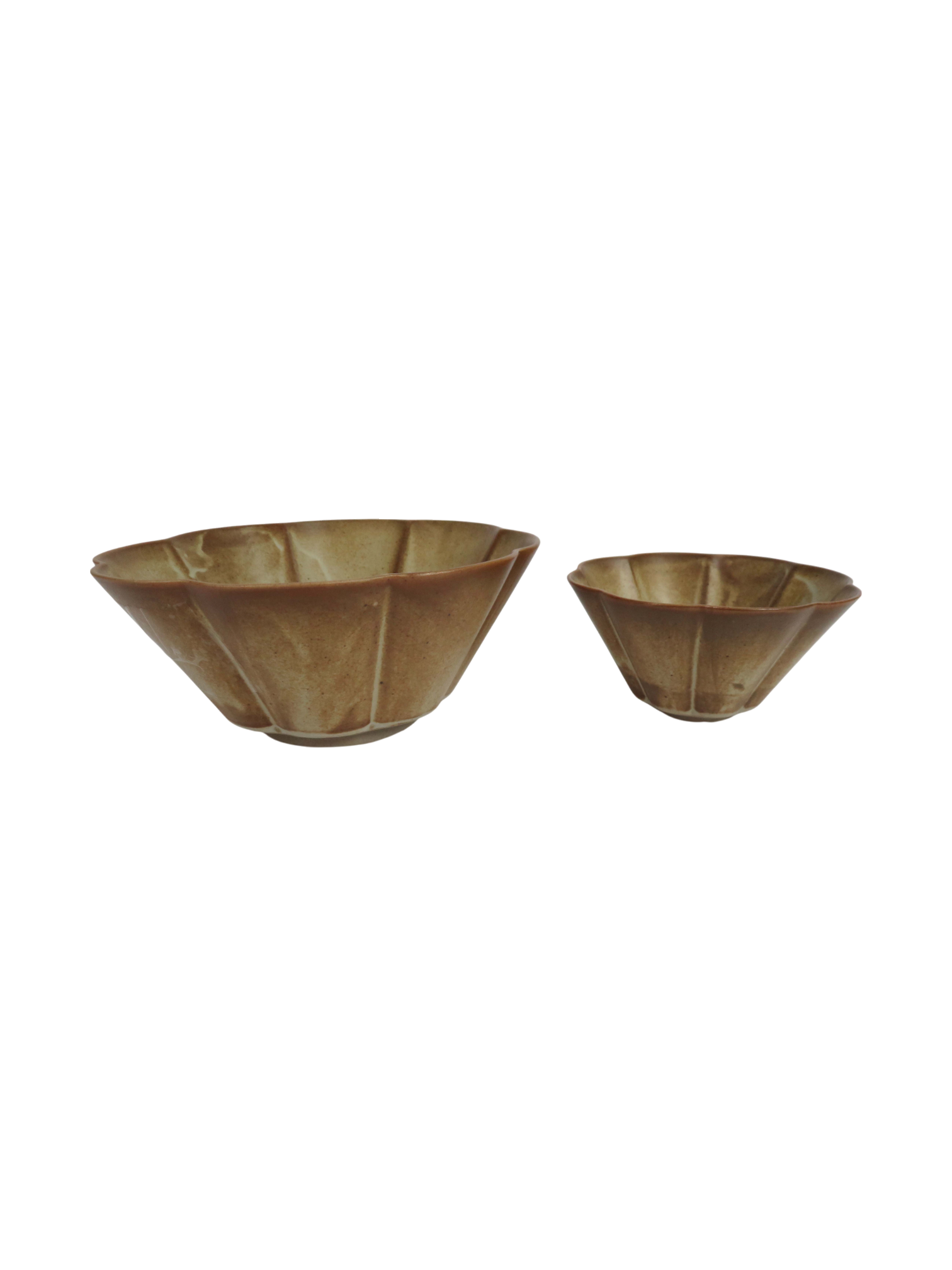 Reactive Glaze Two-Tone Bowls in Brown