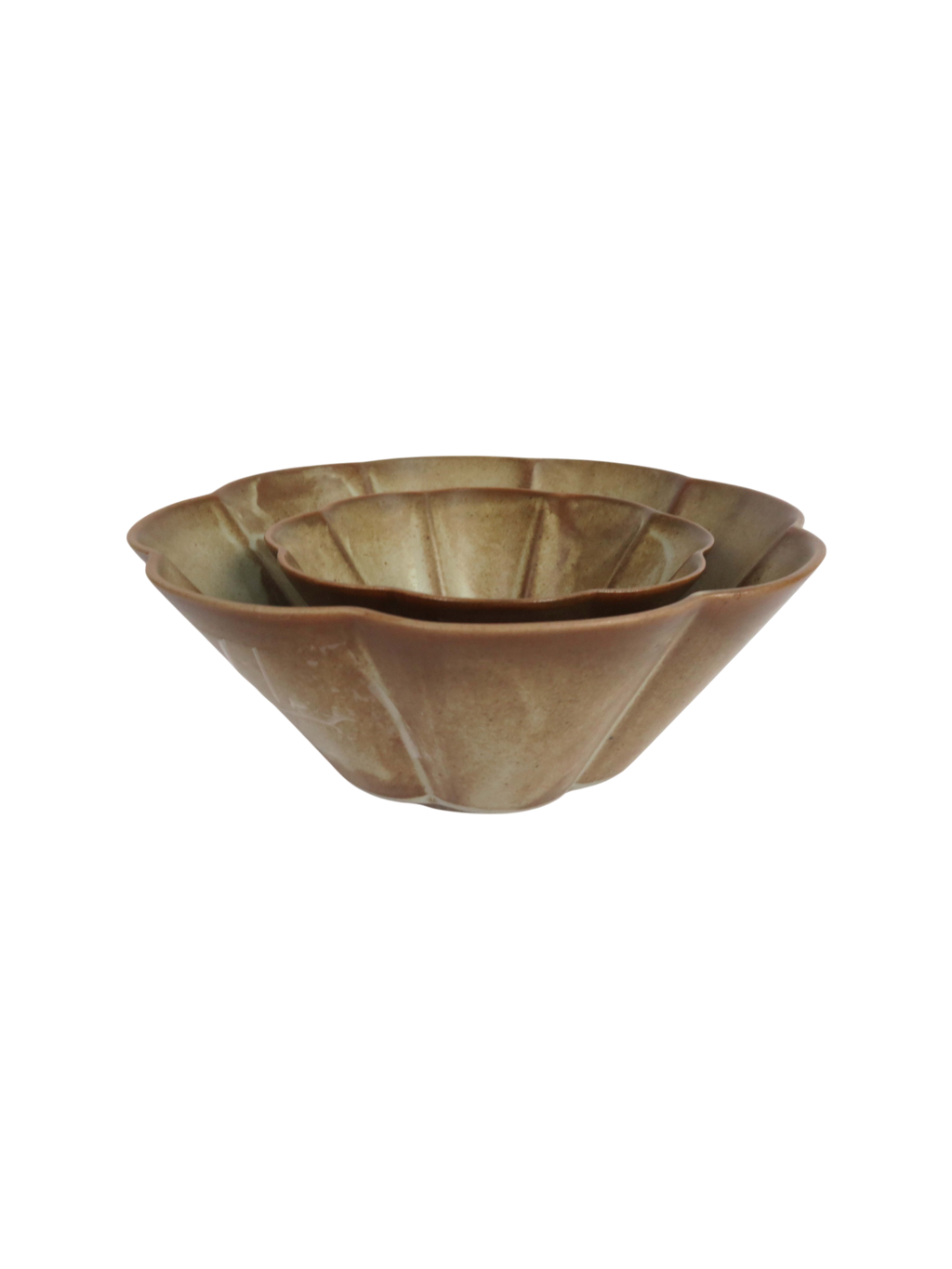 Reactive Glaze Two-Tone Bowls in Brown