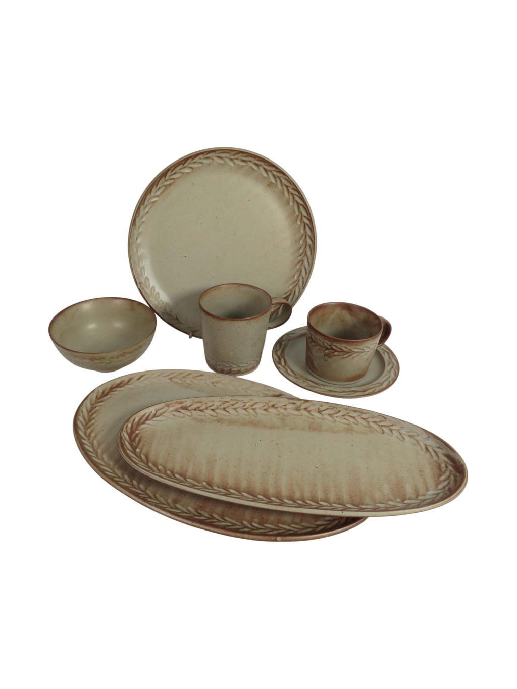 Dashed Leaf Dinner Set - Wheat