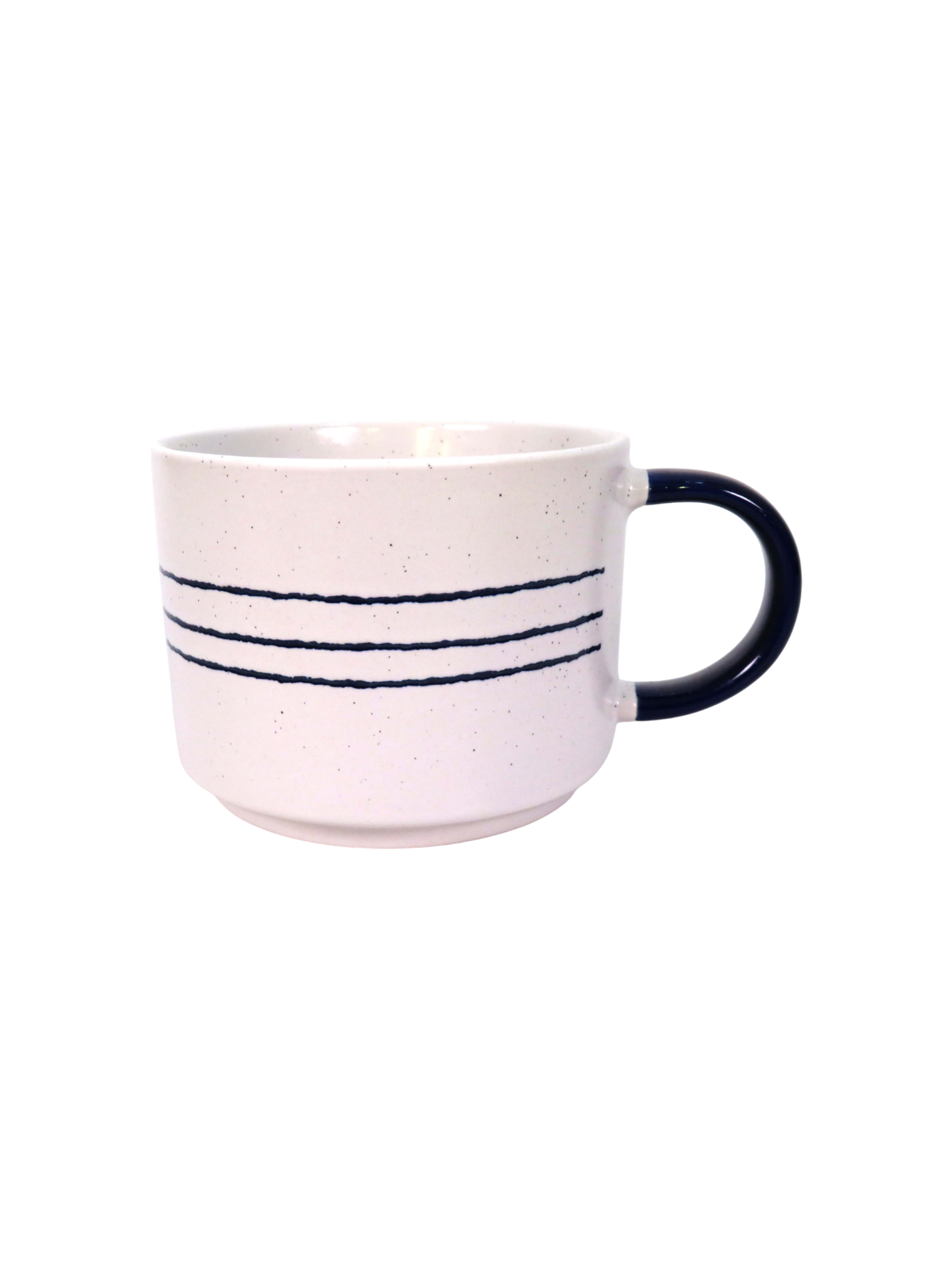 Reactive Glaze White and Navy Stripe Mug