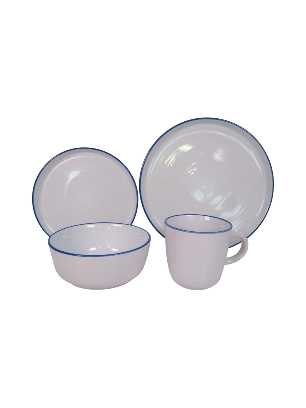 Blue Trimmed Dinner Set - White