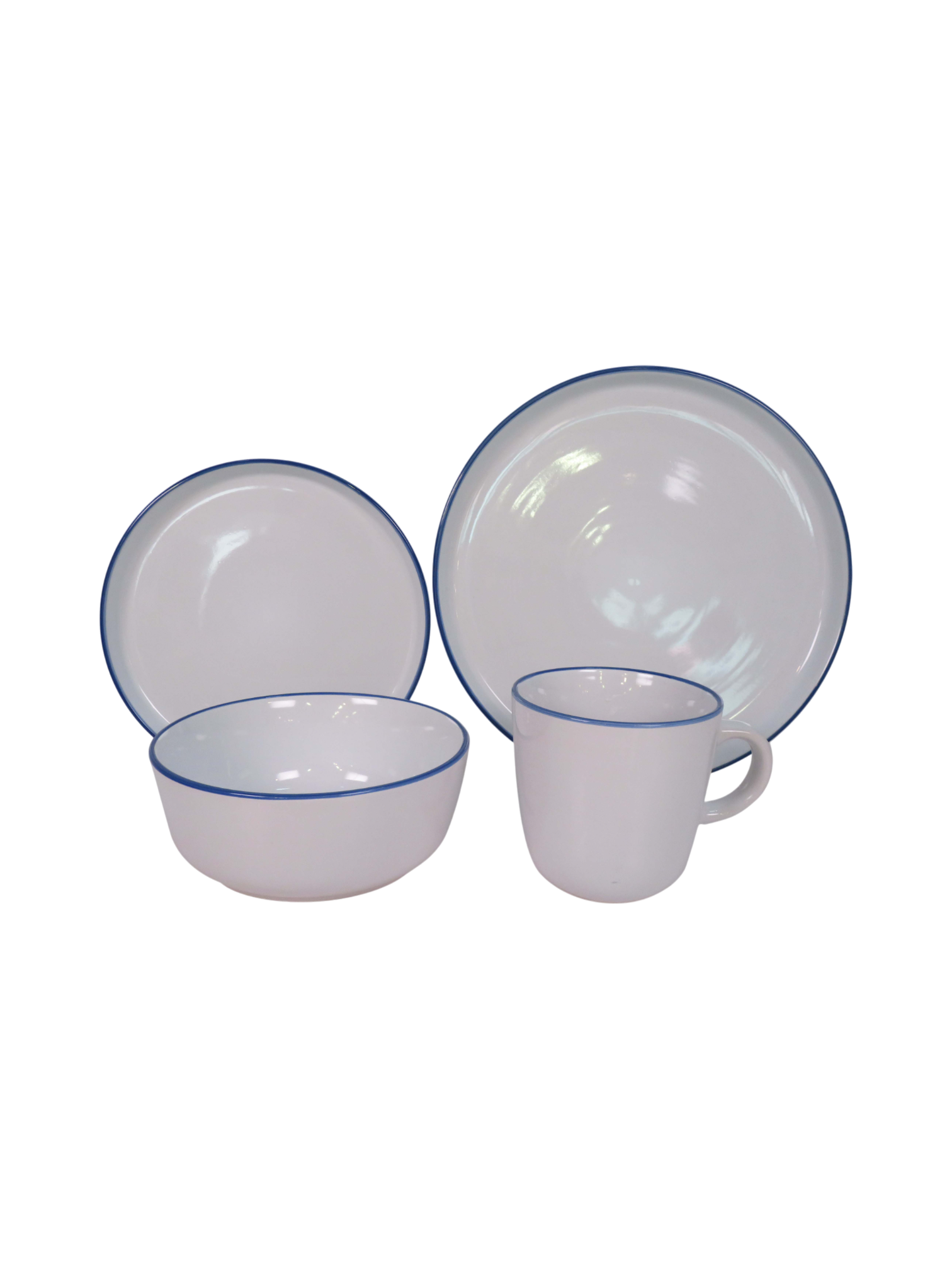 Blue Trimmed Dinner Set - White