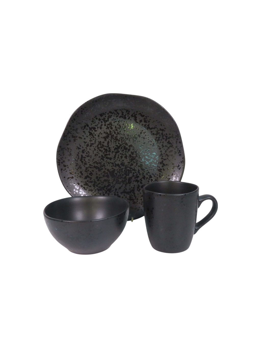 Burnie Reactive Speckle Glaze Dinner Set - Charcoal