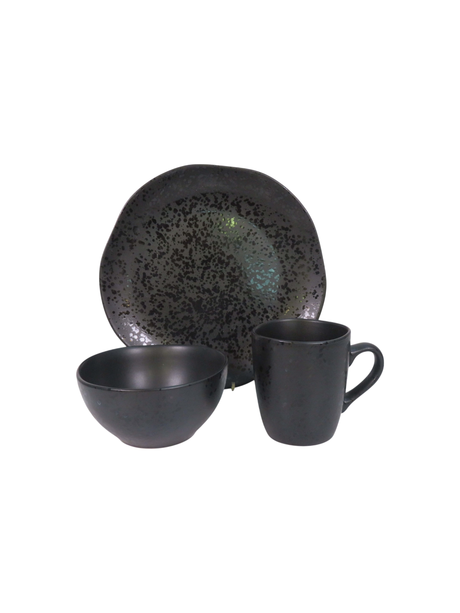 Burnie Reactive Speckle Glaze Dinner Set - Charcoal