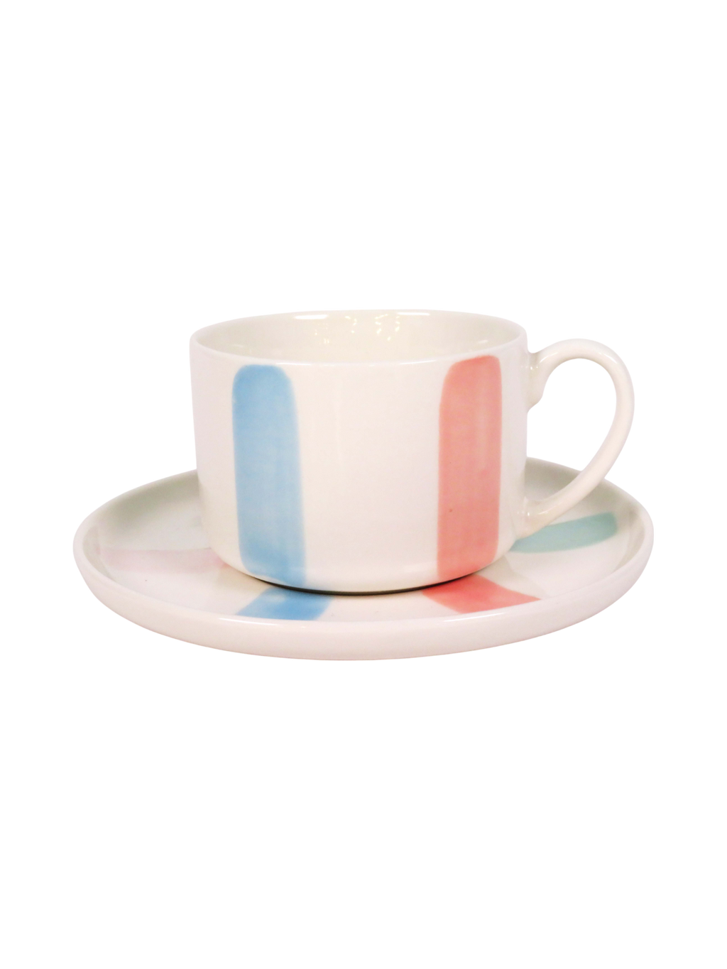 Striped Colour Teacup and Saucer