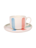 Striped Colour Teacup and Saucer