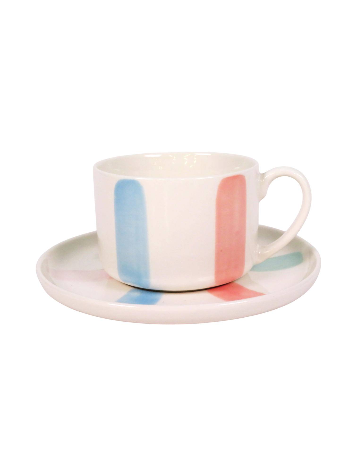 Striped Colour Teacup and Saucer