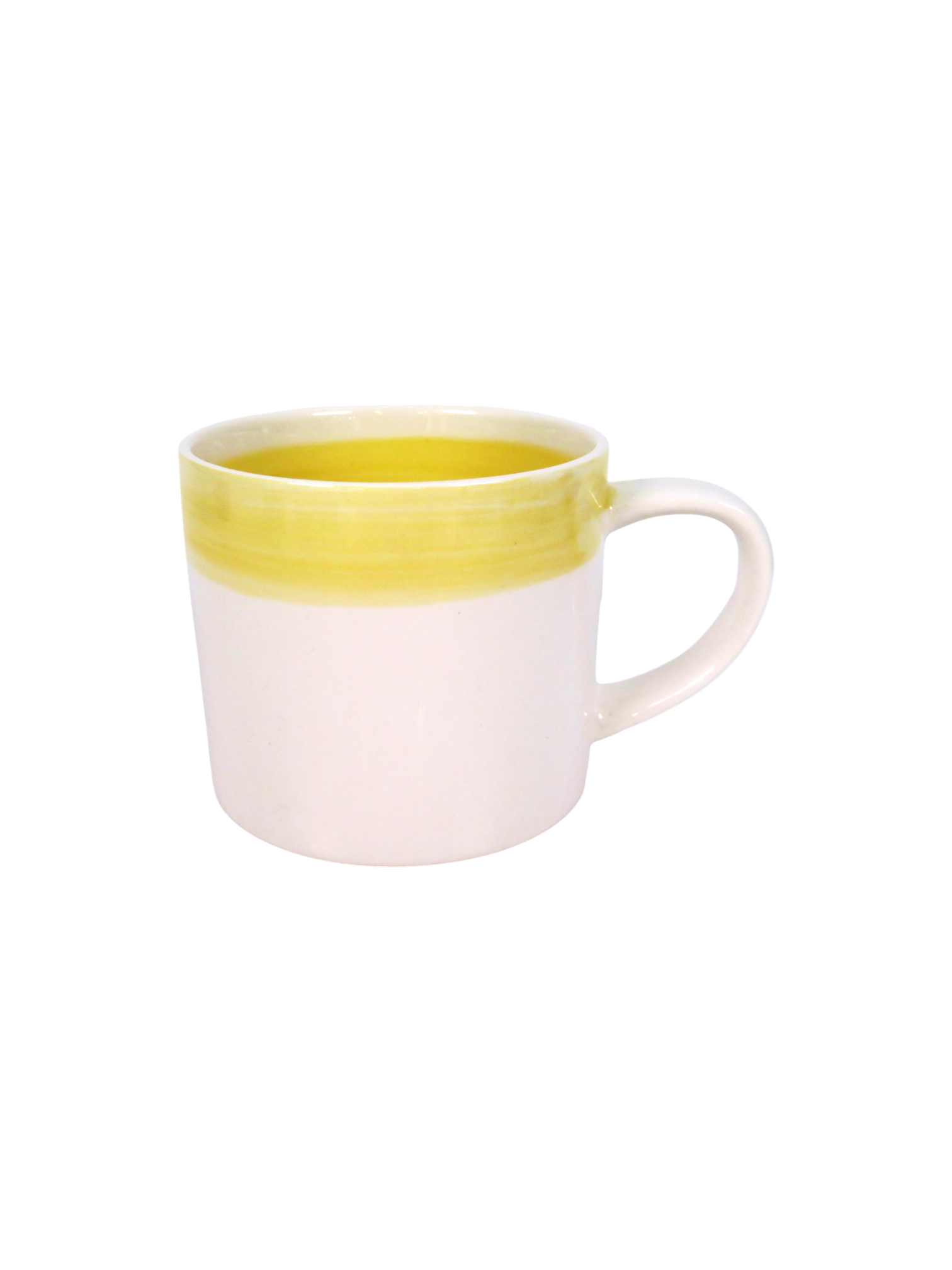 Striped Edge Mug in White/Yellow