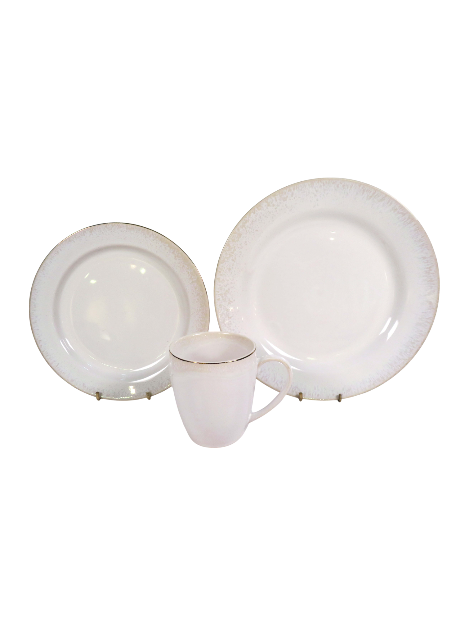 Reactive Glaze Gold Detail Dinnerware Set