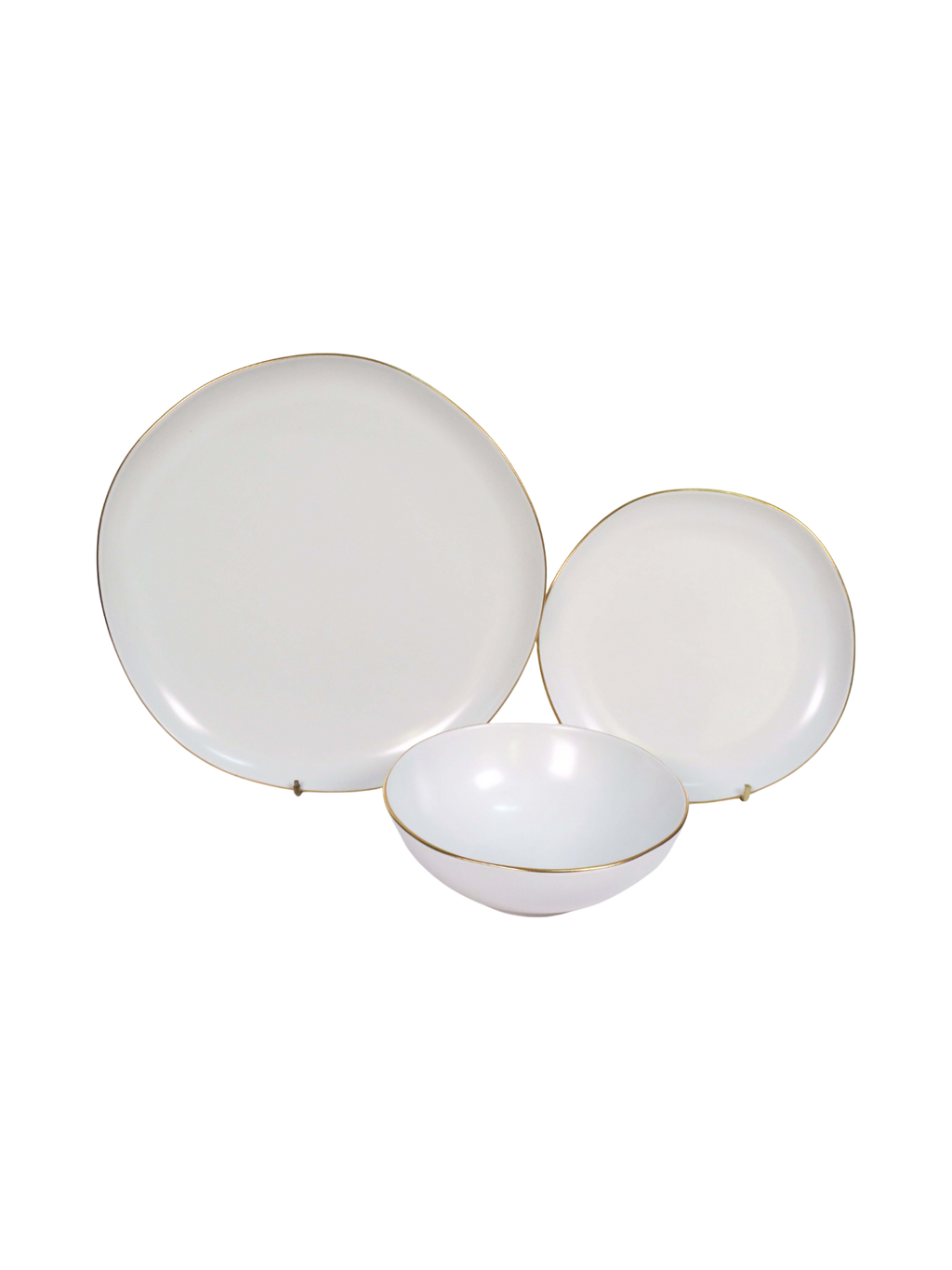 Ivory Golden Edge 3 Piece Dinnerware Set