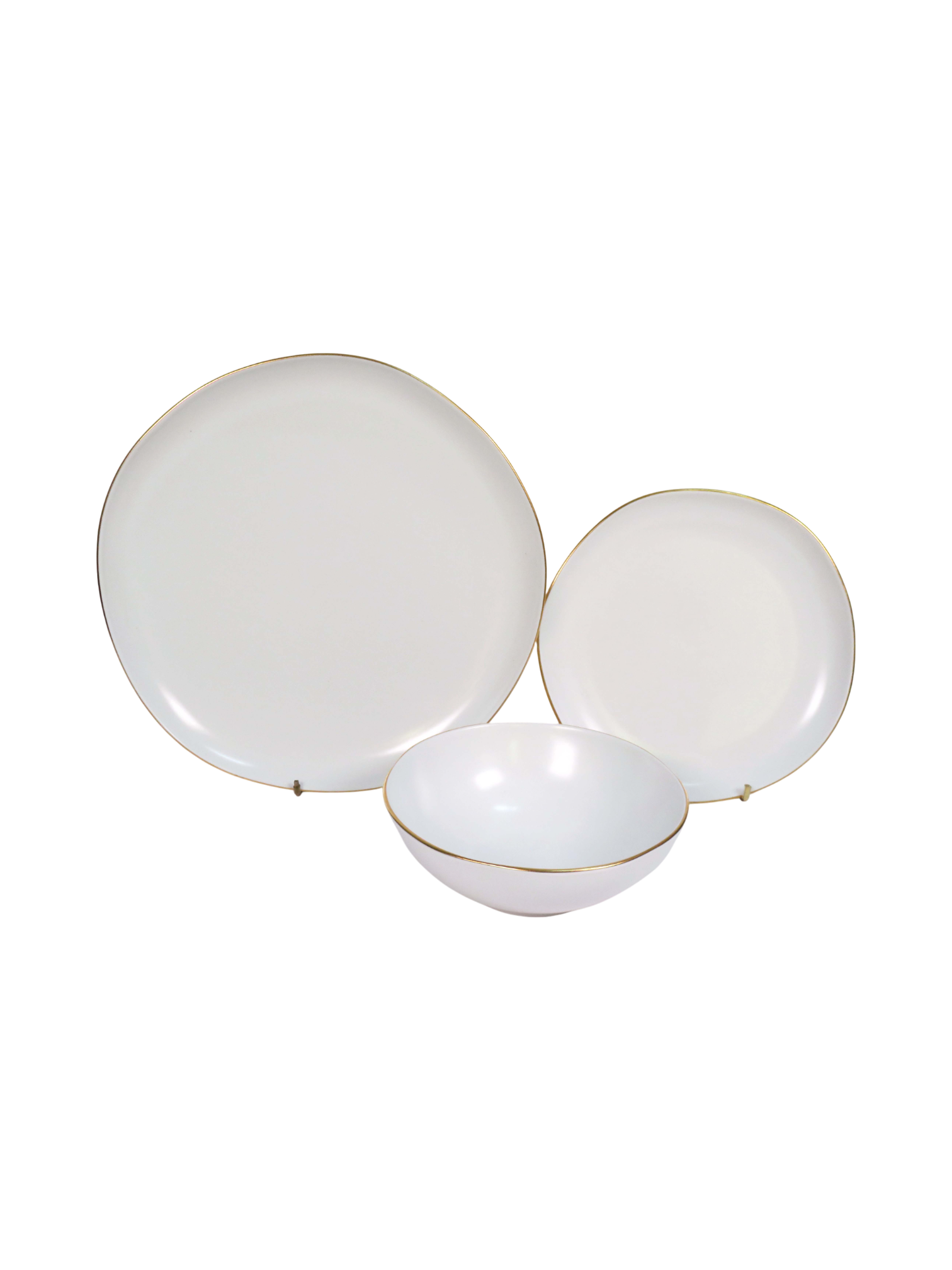 Ivory Golden Edge 3 Piece Dinnerware Set
