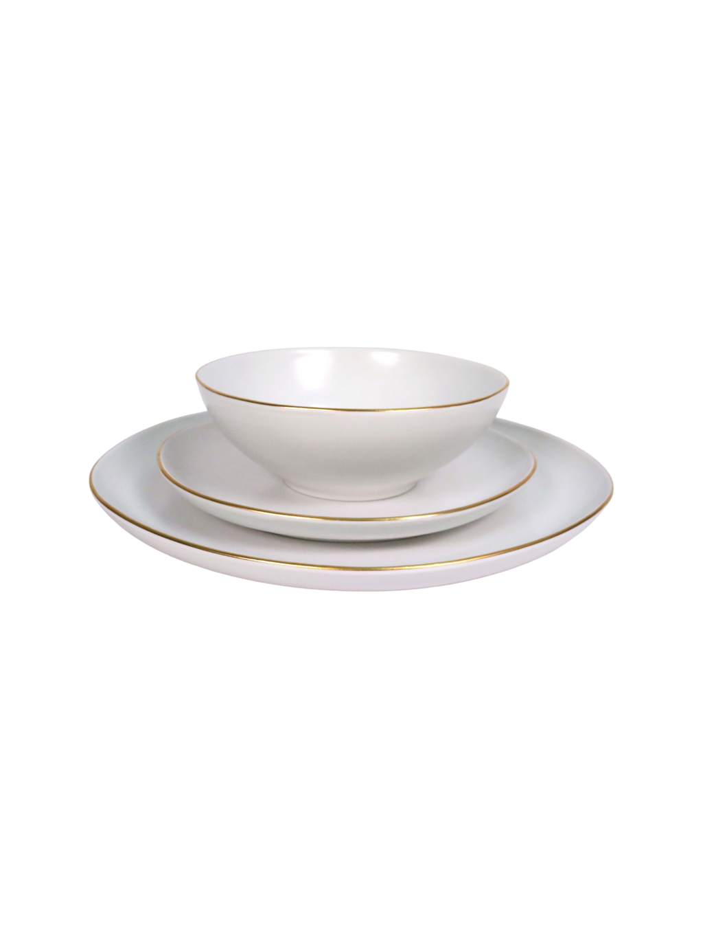 Ivory Golden Edge 3 Piece Dinnerware Set