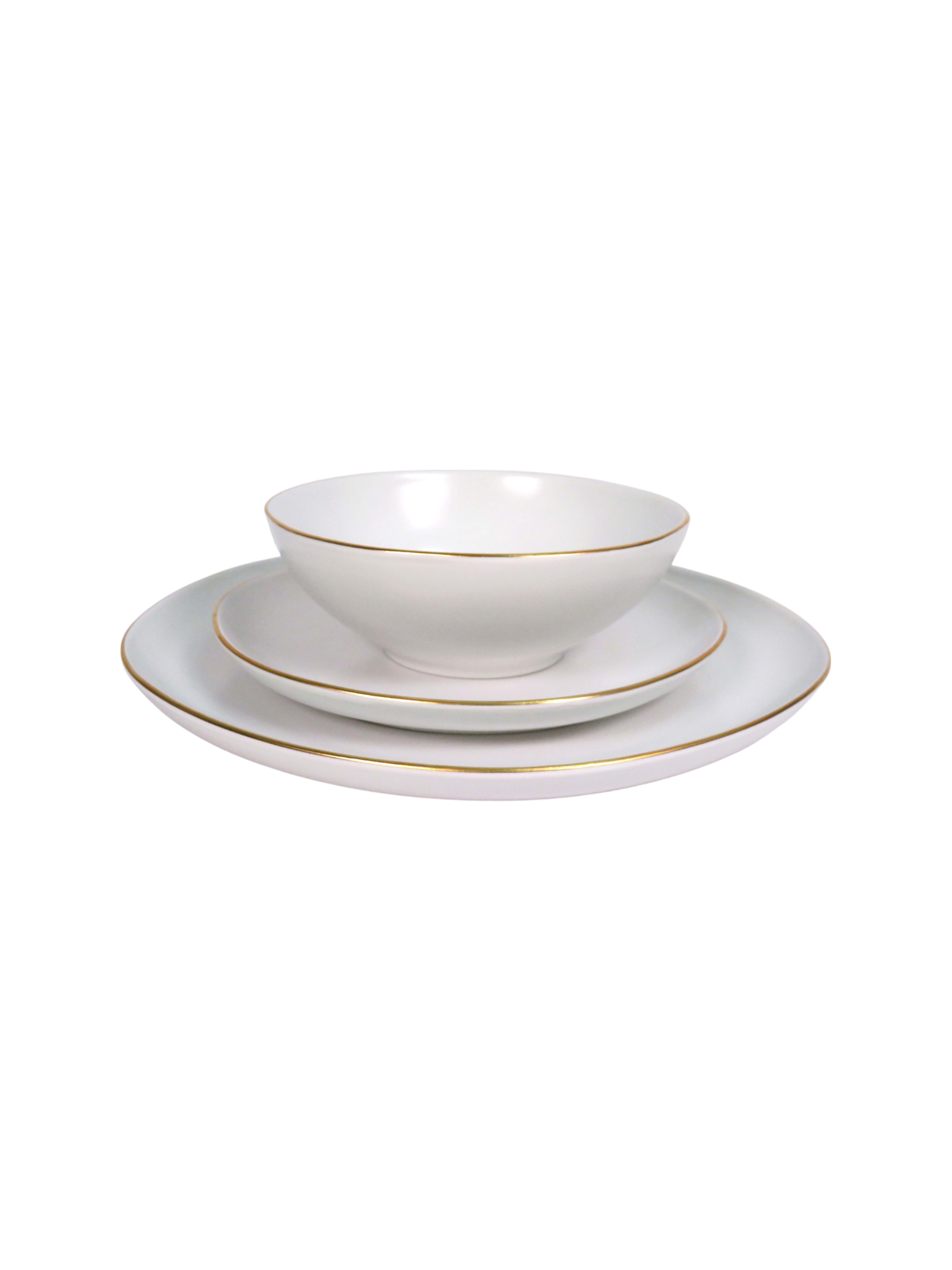 Ivory Golden Edge 3 Piece Dinnerware Set