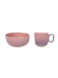 Reactive Glaze Mug and Bowl Set in Pink