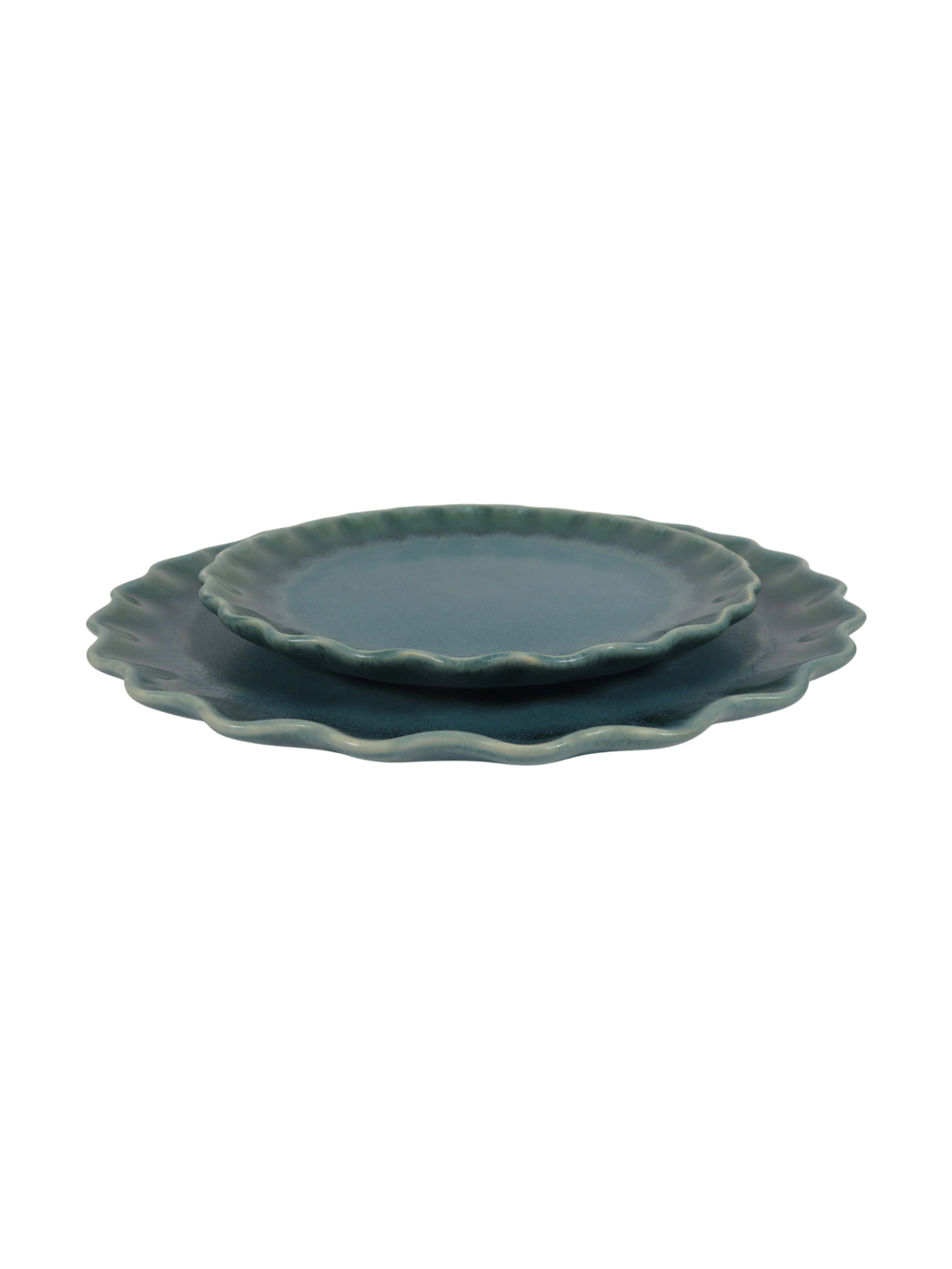 Ruffle Rim Dinner Set - Teal