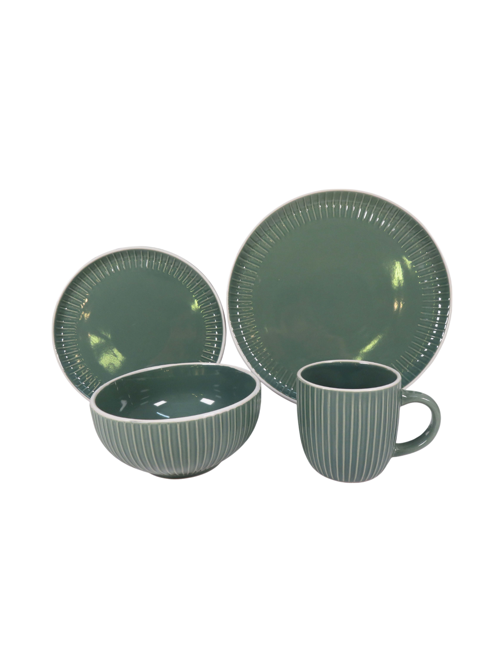 Ryan Ribbed Dinner Set - Turquoise