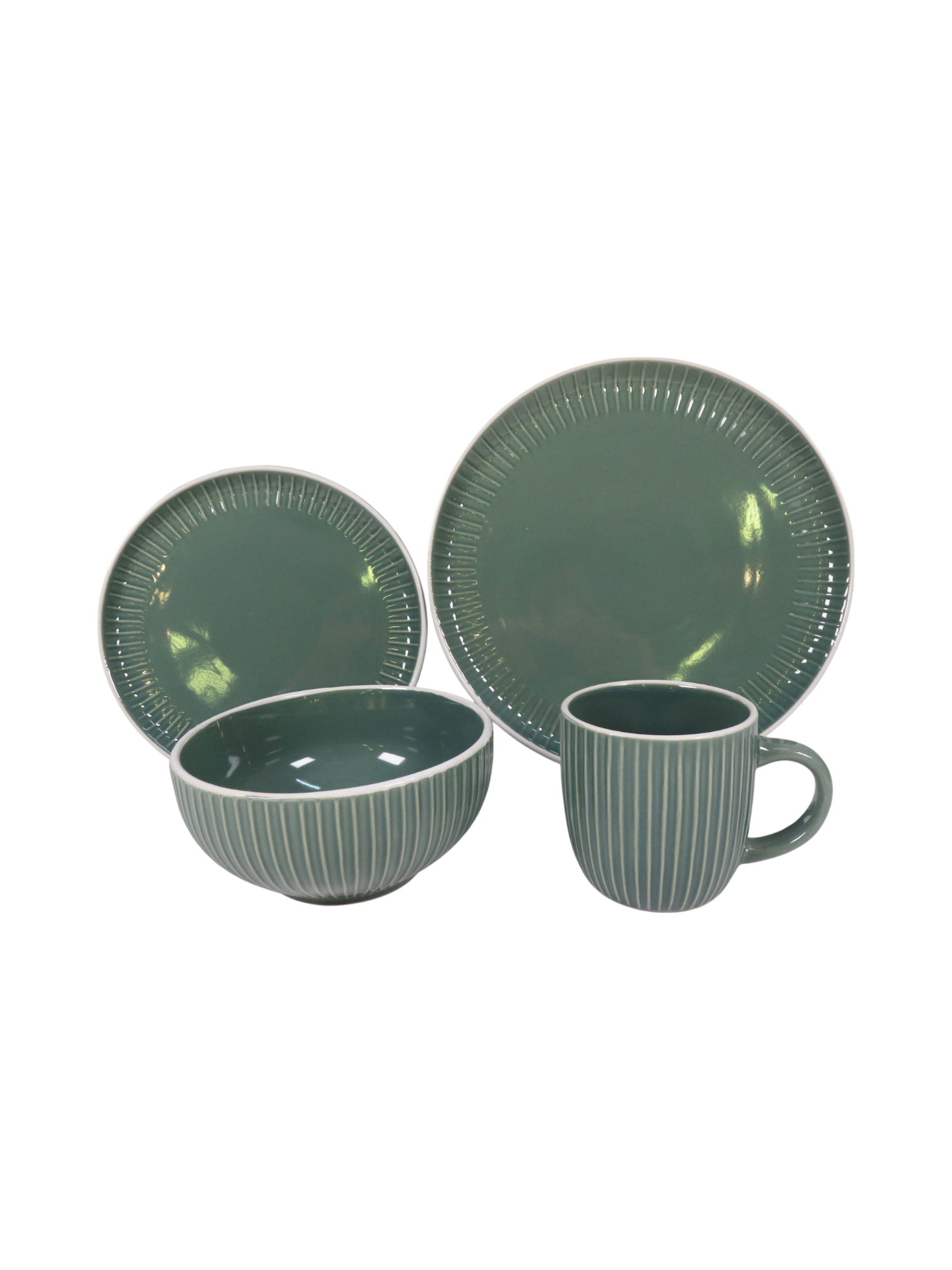 Ryan Ribbed Dinner Set - Turquoise
