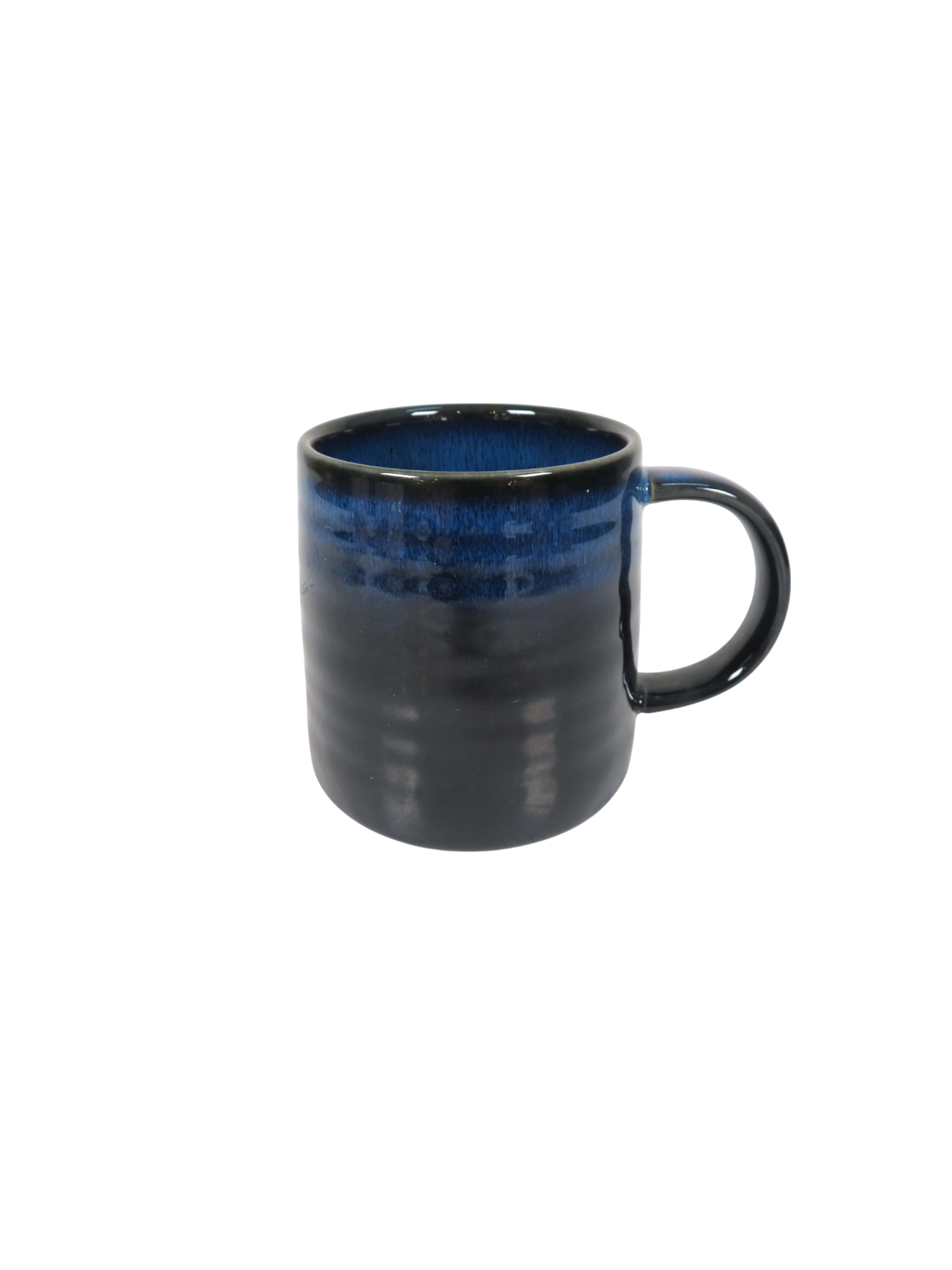 Reactive Glaze Wiped Edge Mug in Black/Blue